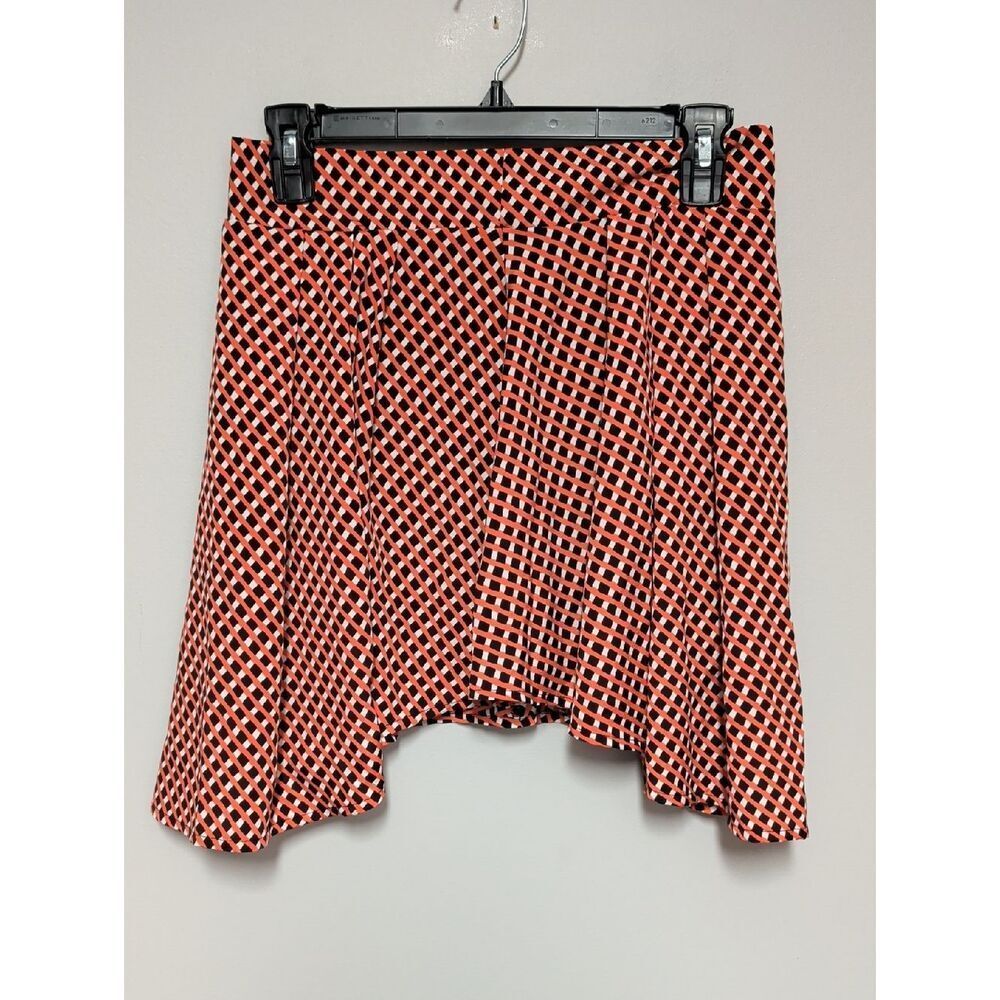 Asymmetric Orange & Black Check High-Low Skirt